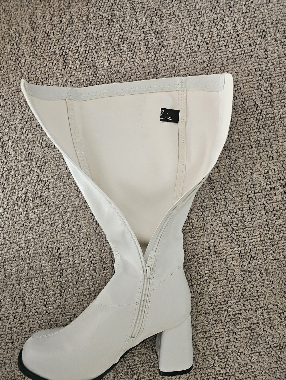 Ellie White Over-the-Knee Block Heel Boots